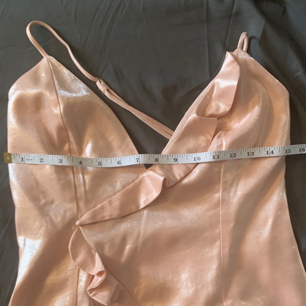 Lovers + Friends Satin Ruffle Slip - Peach - Picture 3 of 12